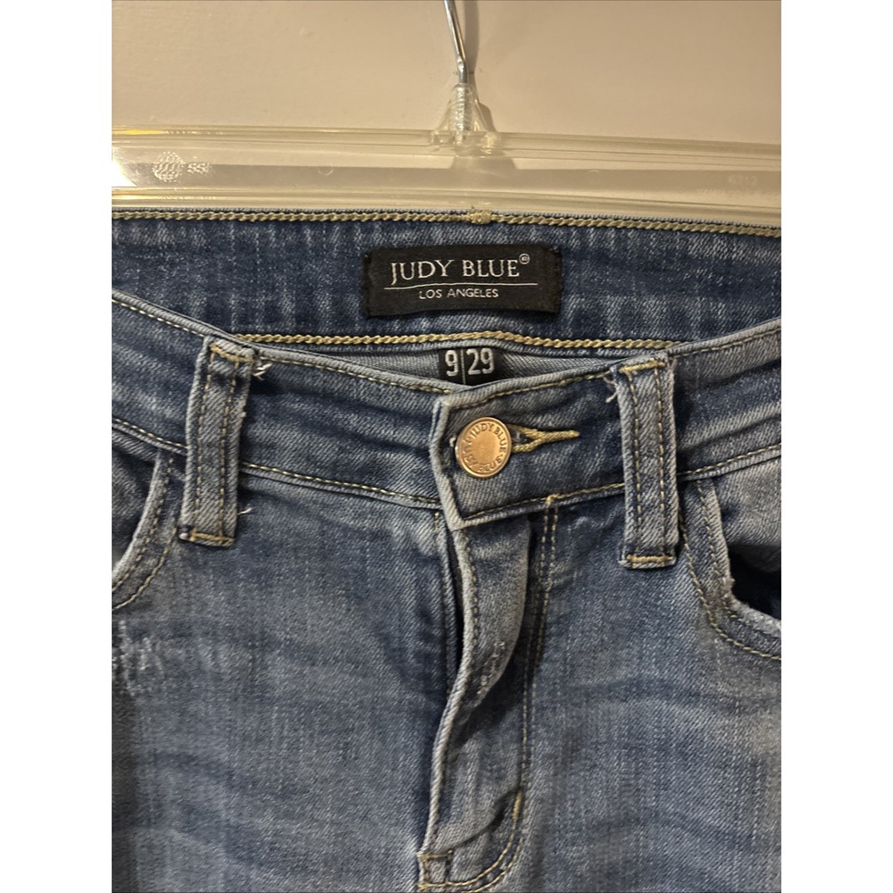 Judy Blue Distressed Skinny Jeans Size 29 Women's Mid Rise Stretch Raw‎ Hem - Picture 3 of 4